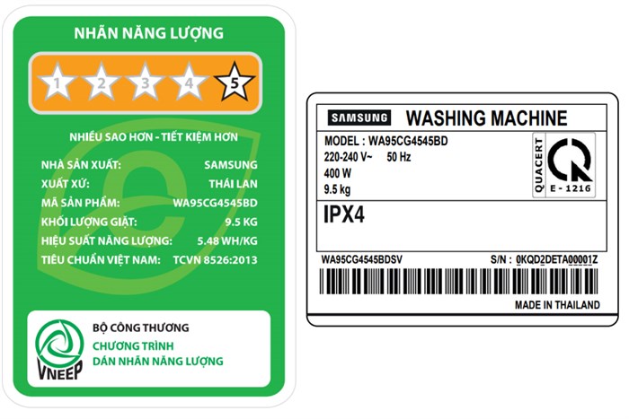 Máy Giặt Samsung Inverter 9.5 Kg WA95CG4545BDSV